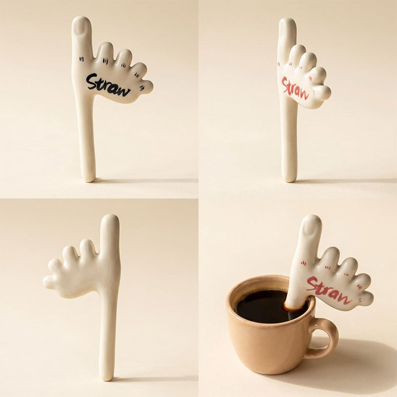 🔥Halloween 70% OFF🌟Handmade Foot-Shaped Ceramic Straw