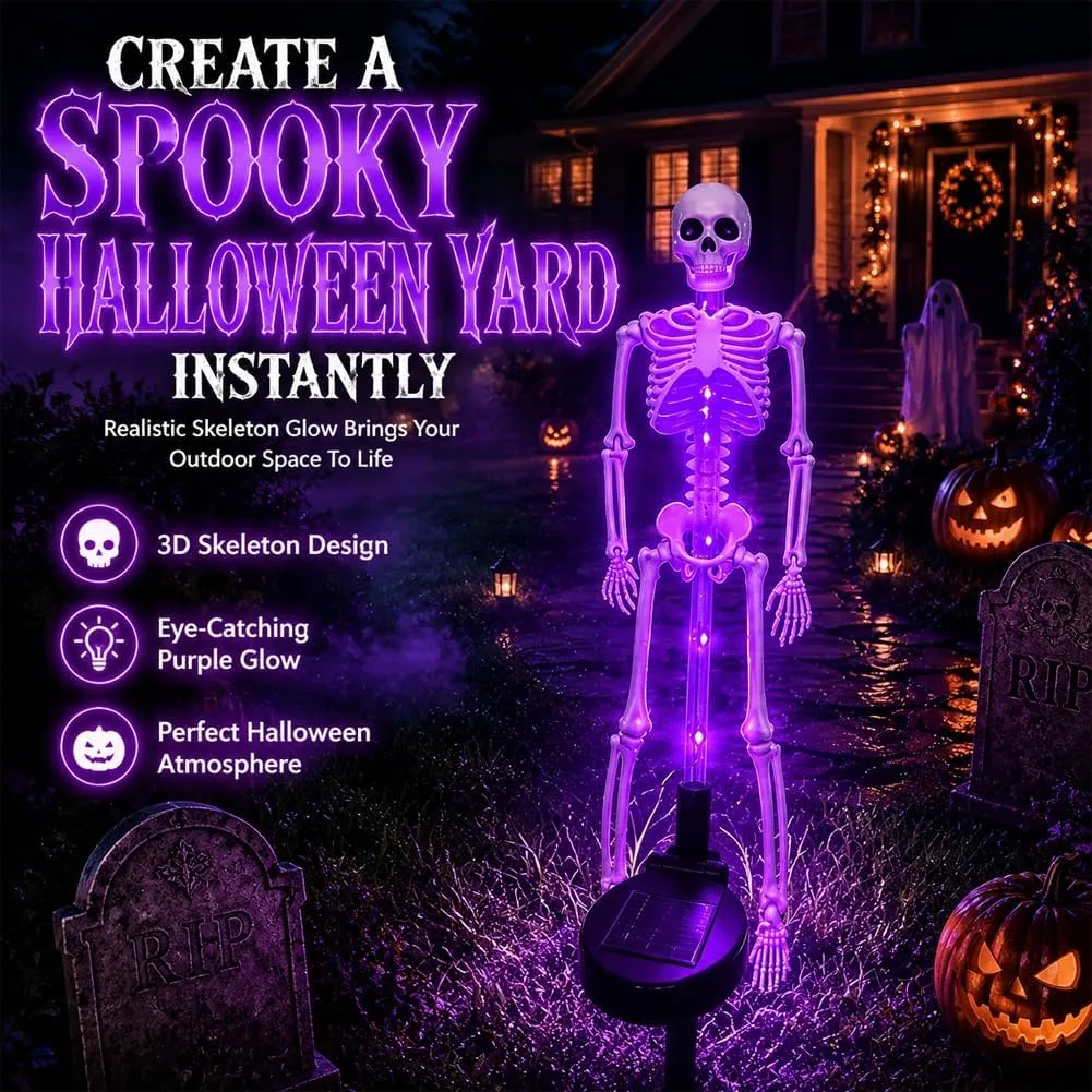 Solar-Powered Skull Garden Stake Light – Halloween Decorative Garden Light (Skeletal Design)