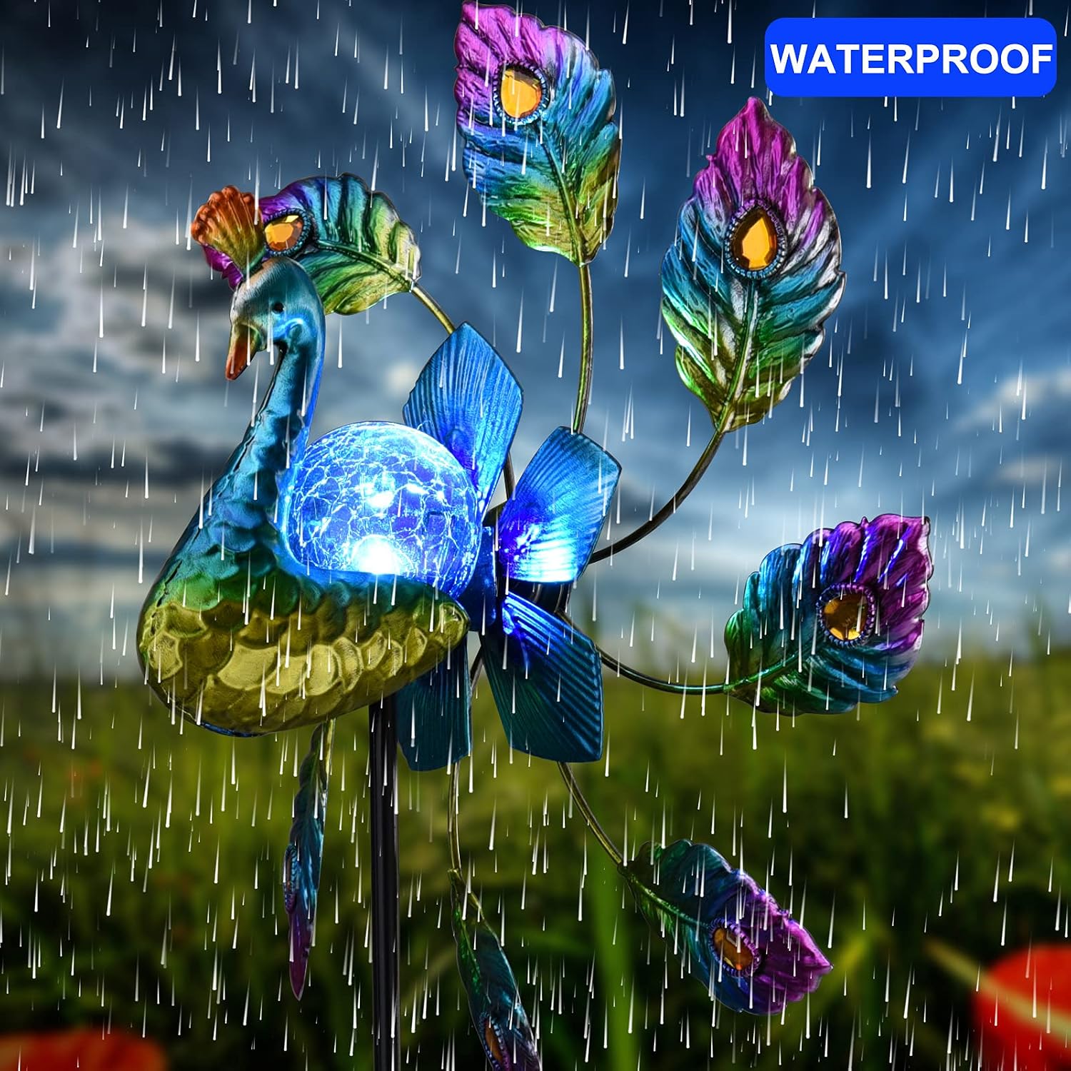 Solar Peacock Windmill Light