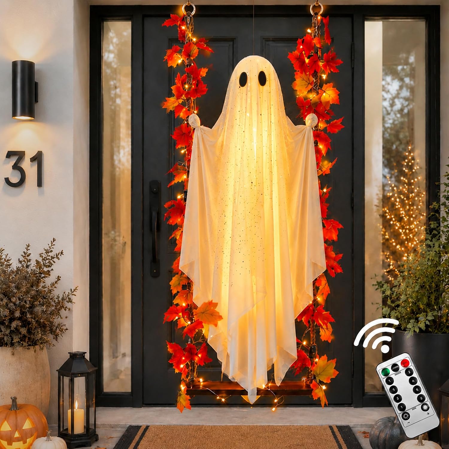 Halloween Decorations Outdoor Hanging ghost with swing