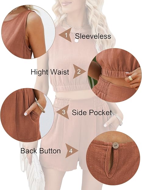 Women's Solid Color Sleeveless Short Top Casual Fashion High Waist Straight Cut Suit (2026)