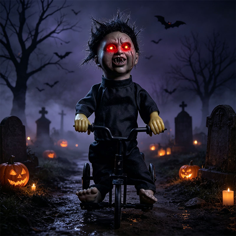🎁Last Day 60% OFF - Activated Scary Tricycle Creepy Doll Prop