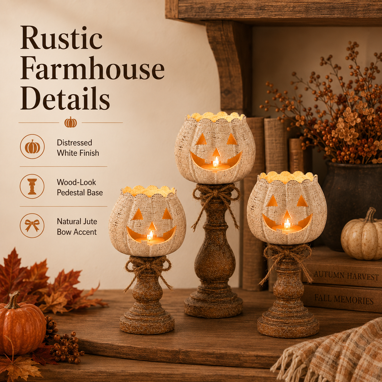🎁Last Day 50% OFF🔥Rustic White Pumpkin Tealight Candle Holder✨