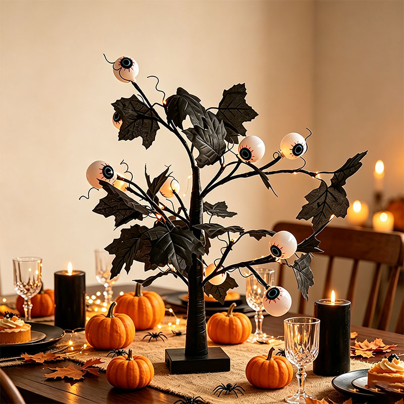 Halloween Coral Branch Pumpkin Ghost Tree