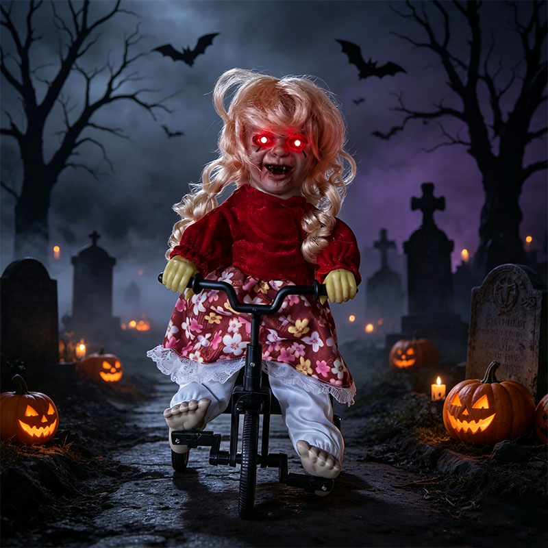 🎁Last Day 60% OFF - Activated Scary Tricycle Creepy Doll Prop