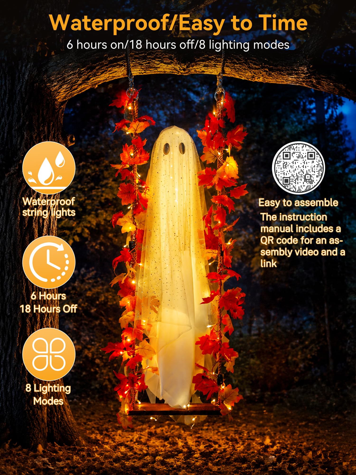 Halloween Decorations Outdoor Hanging ghost with swing