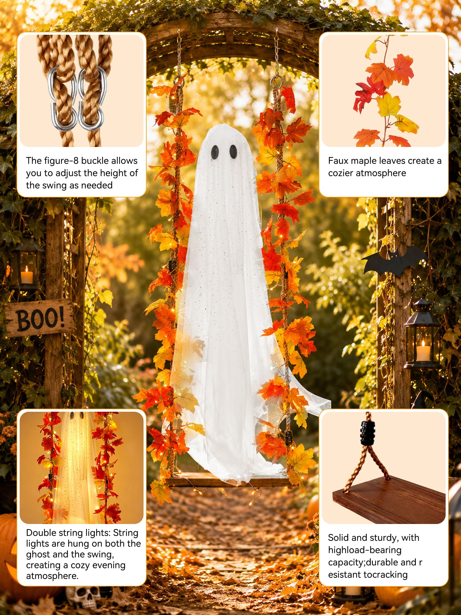 Halloween Decorations Outdoor Hanging ghost with swing