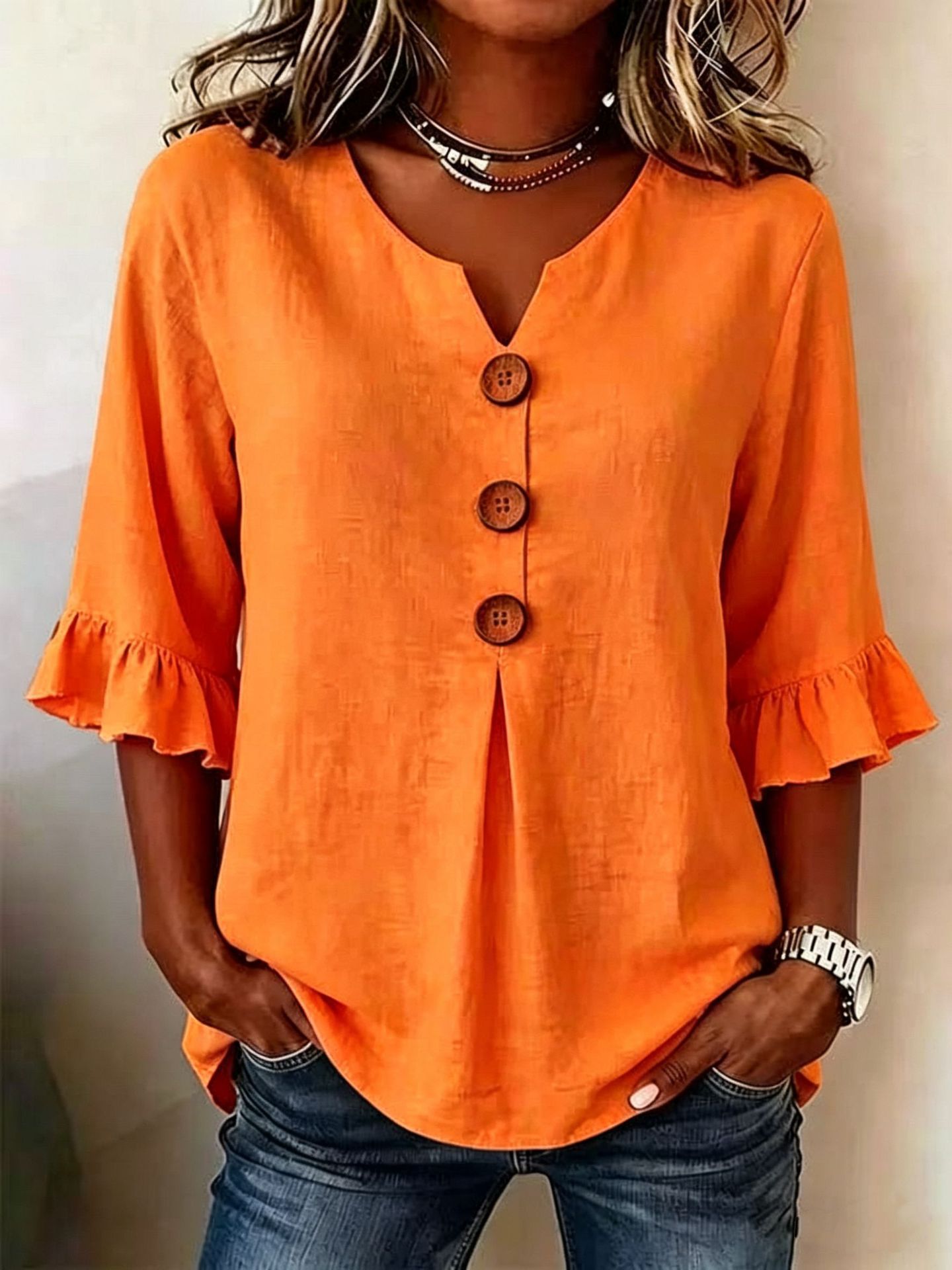 🖤BLACK FRIDAY SALE 49% Off🔥Women's Ruffled Sleeve Linen Blouse (2026)