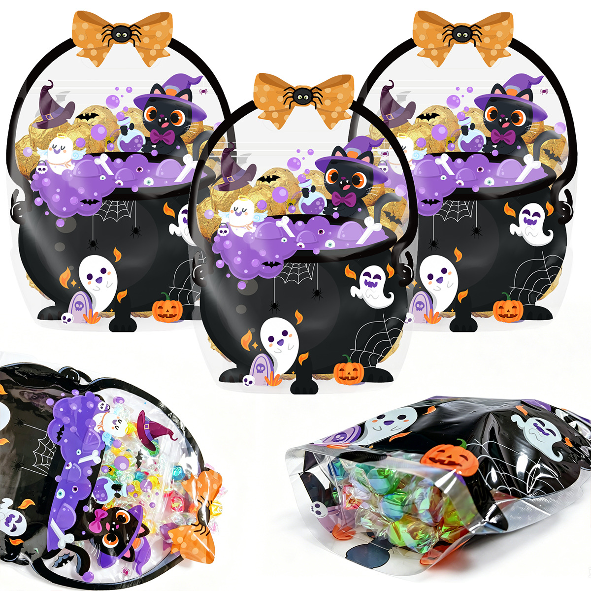 Halloween Goodie Bags Plastic Candy Gift Bags with Handle