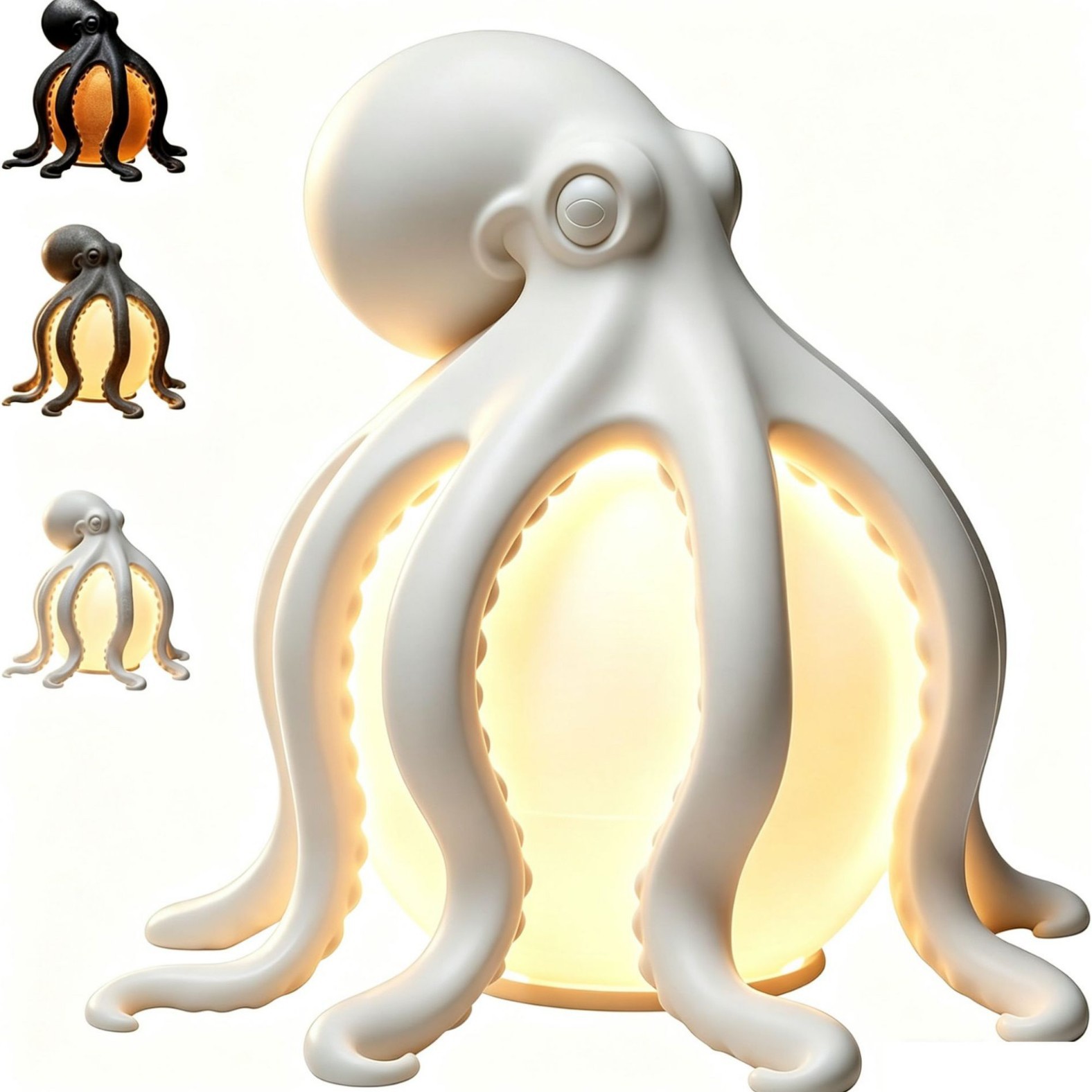 🐙Octopus Ocean Decor Table Lamp Nautical Resin LED Bedside Desk Lamp Gift
