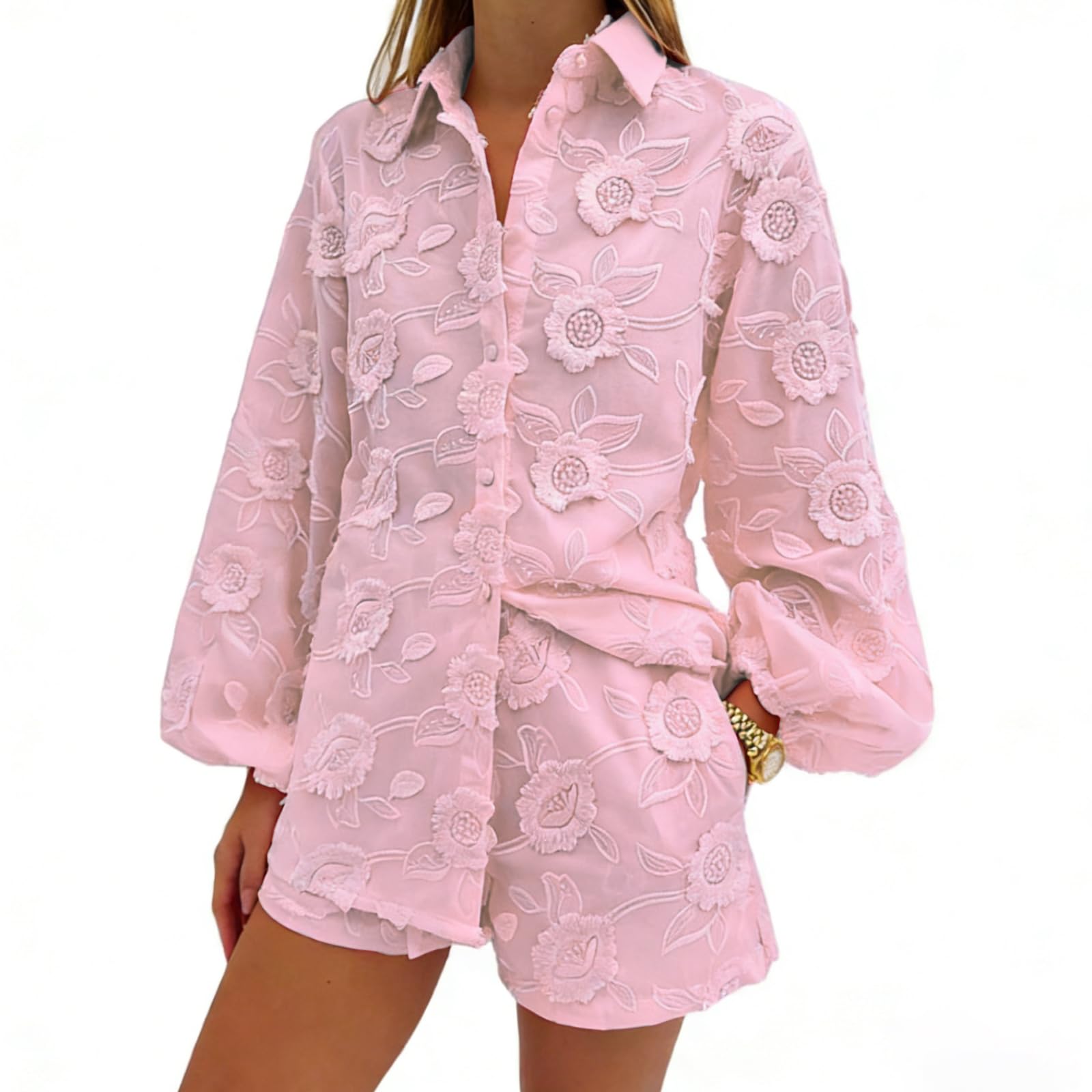 2026 Women's Sexy Lace Embroidery See-Through Suit