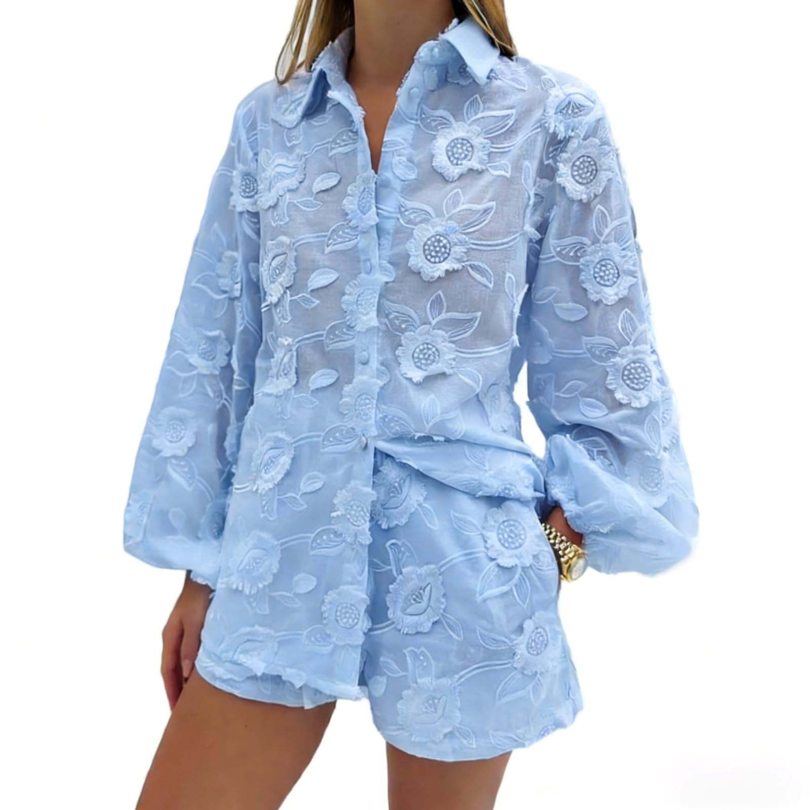 2026 Women's Sexy Lace Embroidery See-Through Suit