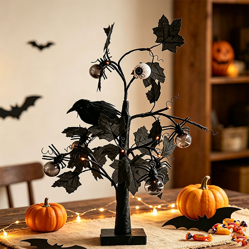Halloween Coral Branch Pumpkin Ghost Tree