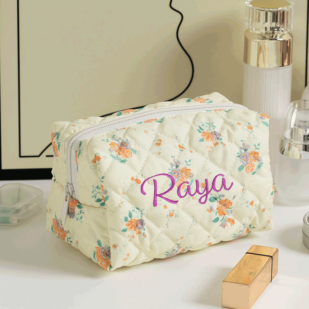 Personalized Embroidered Makeup Bag