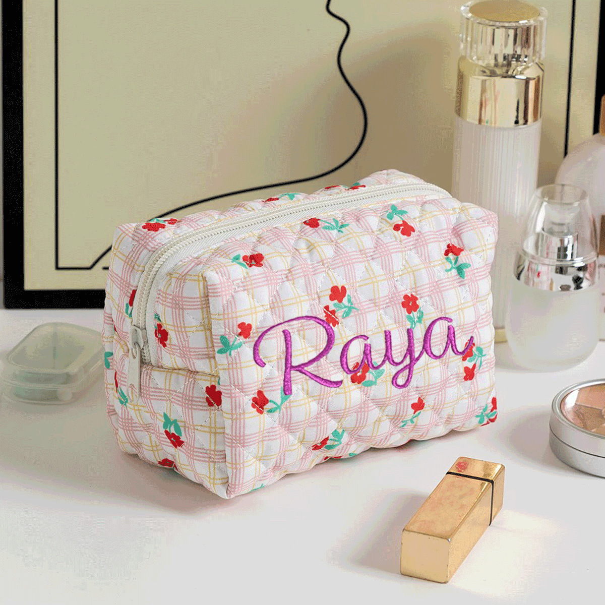 Personalized Embroidered Makeup Bag