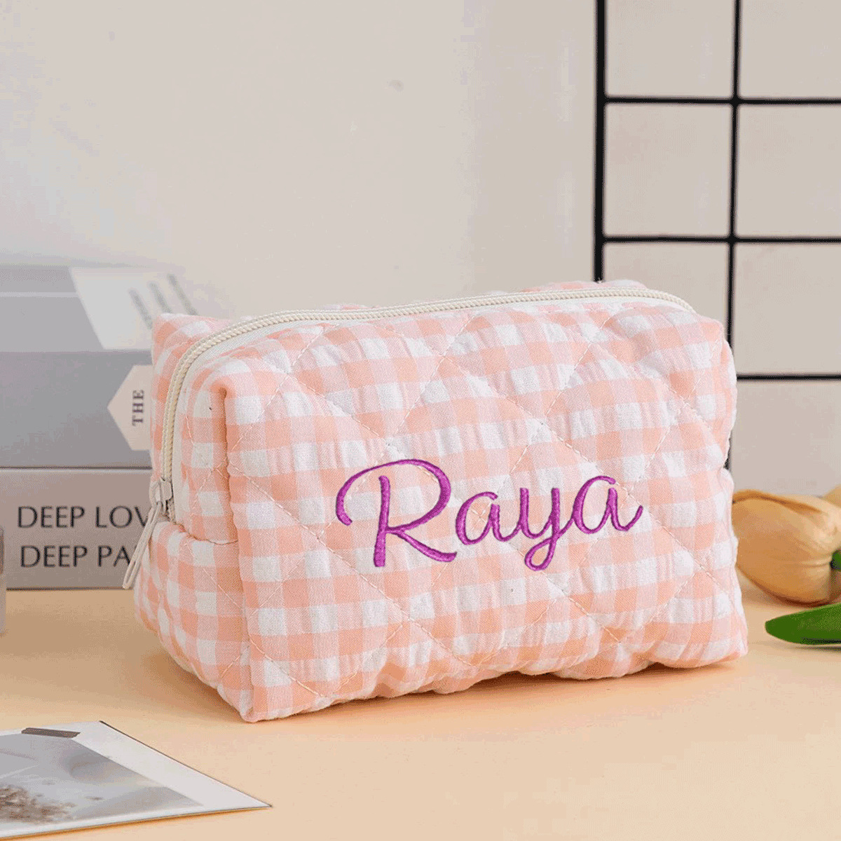 Personalized Embroidered Makeup Bag