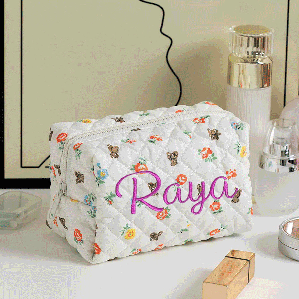 Personalized Embroidered Makeup Bag