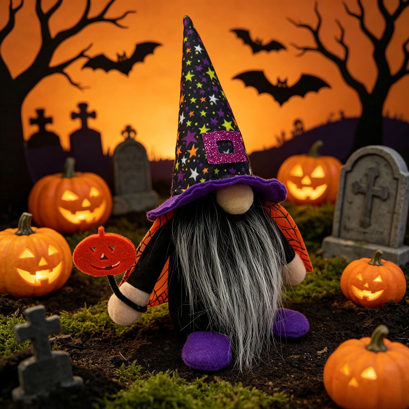 Handcrafted Halloween Cute Collectible Figurine Gnome Plush