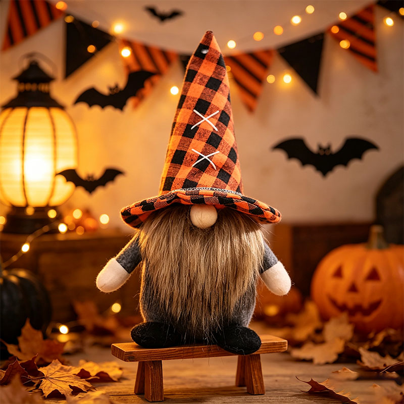 Handcrafted Halloween Cute Collectible Figurine Gnome Plush