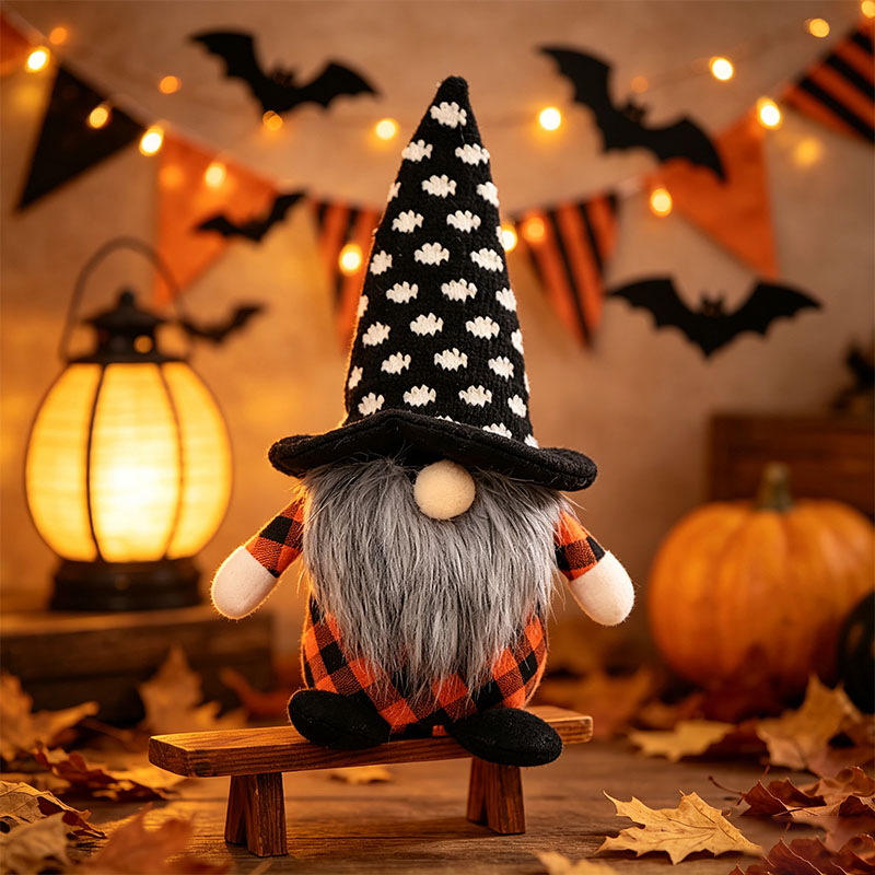 Handcrafted Halloween Cute Collectible Figurine Gnome Plush