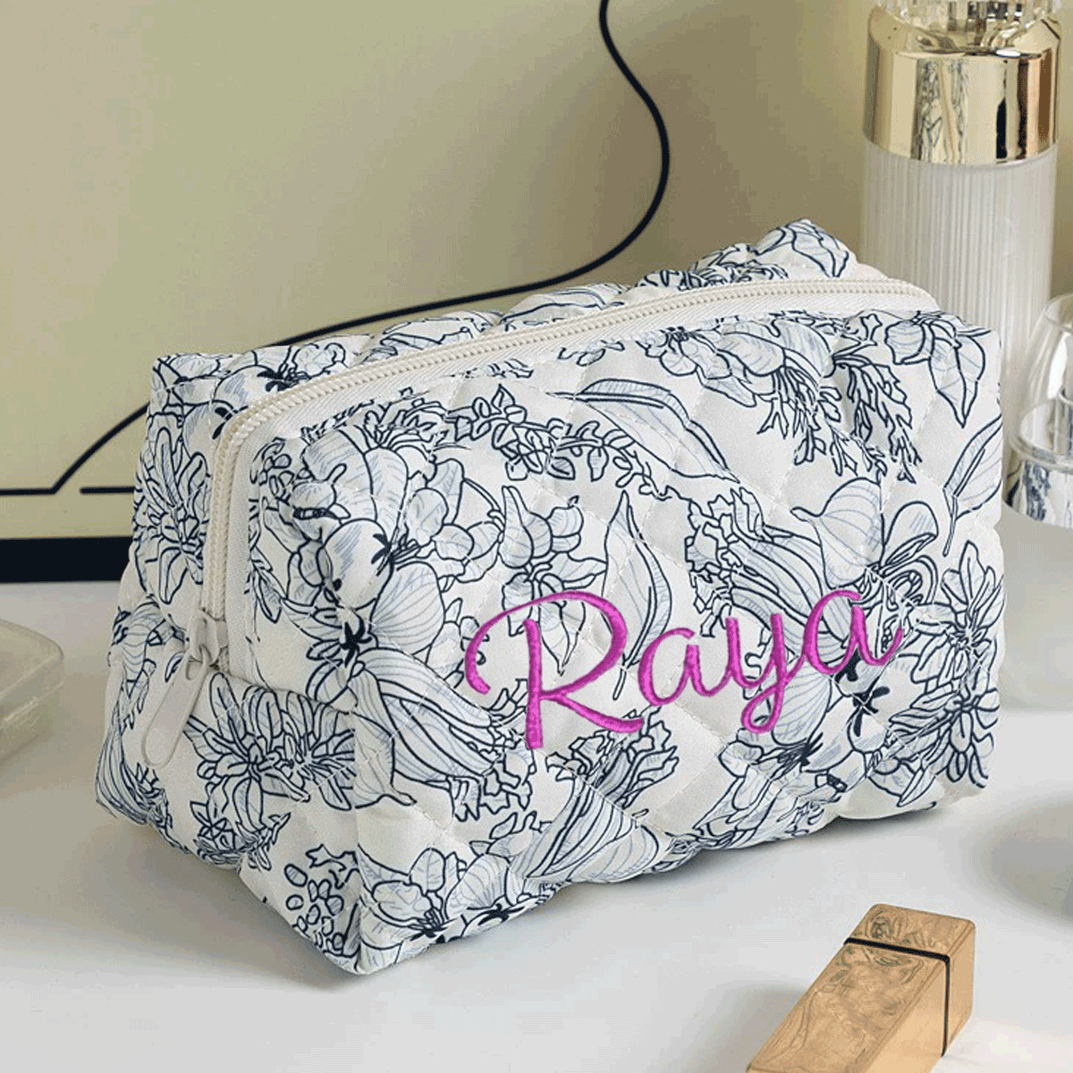 Personalized Embroidered Makeup Bag