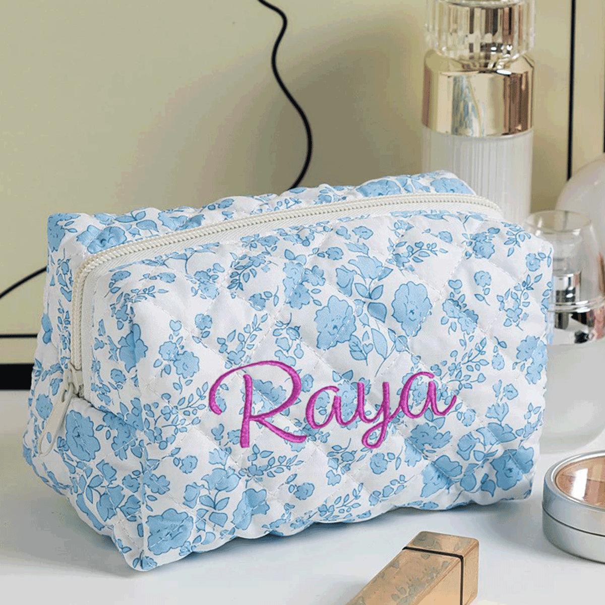 Personalized Embroidered Makeup Bag