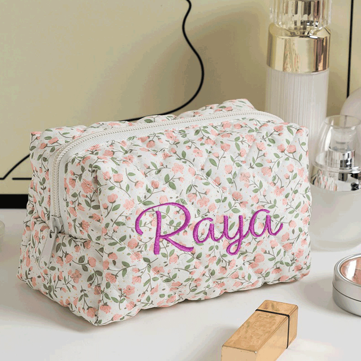 Personalized Embroidered Makeup Bag