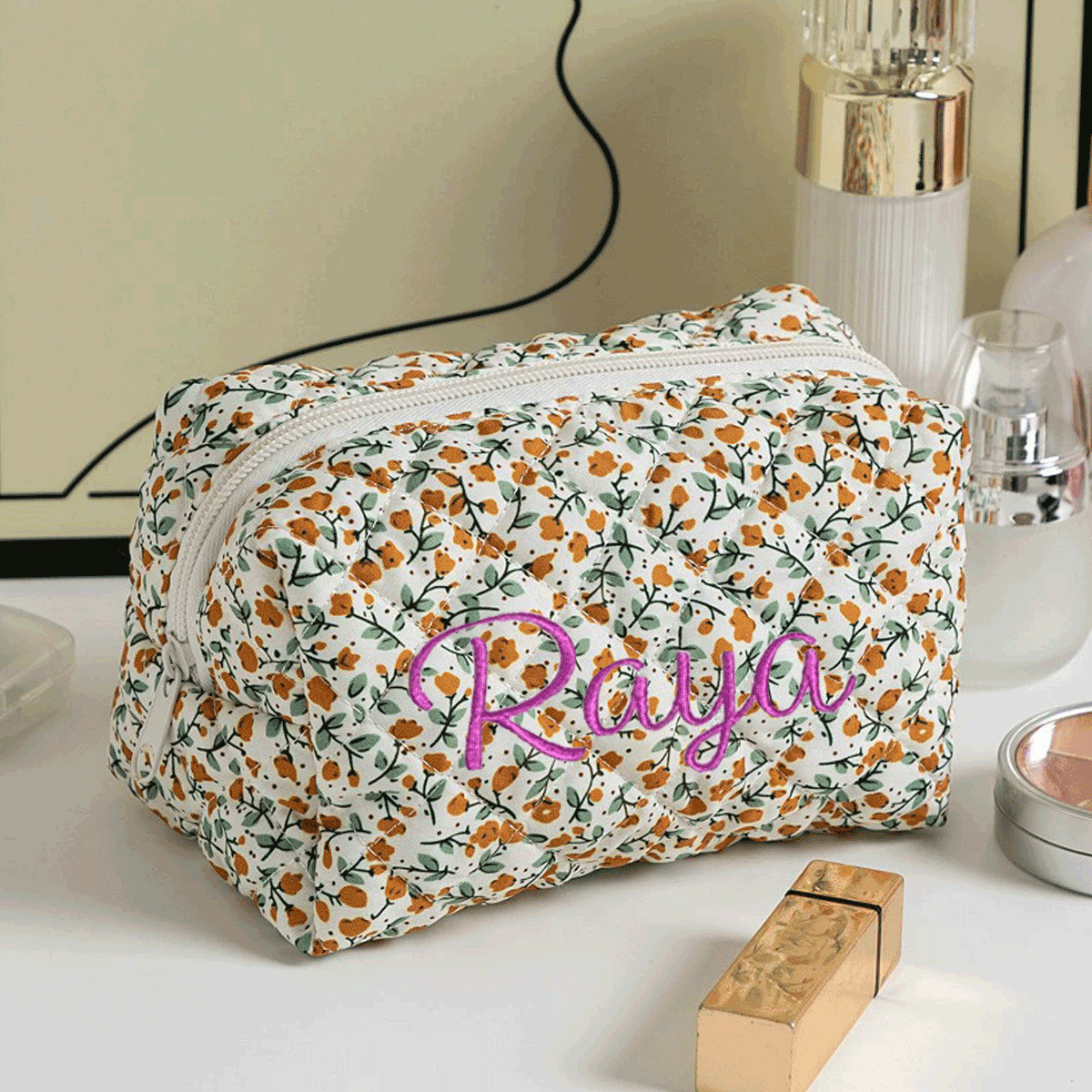 Personalized Embroidered Makeup Bag