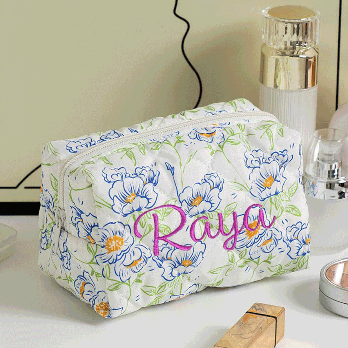Personalized Embroidered Makeup Bag