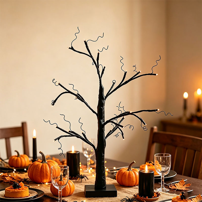 Halloween Coral Branch Pumpkin Ghost Tree