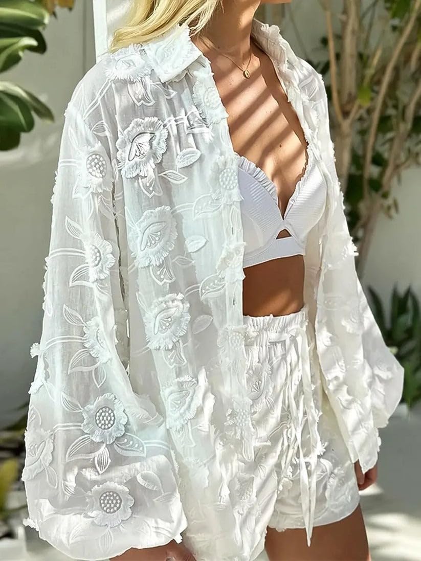 2026 Women's Sexy Lace Embroidery See-Through Suit