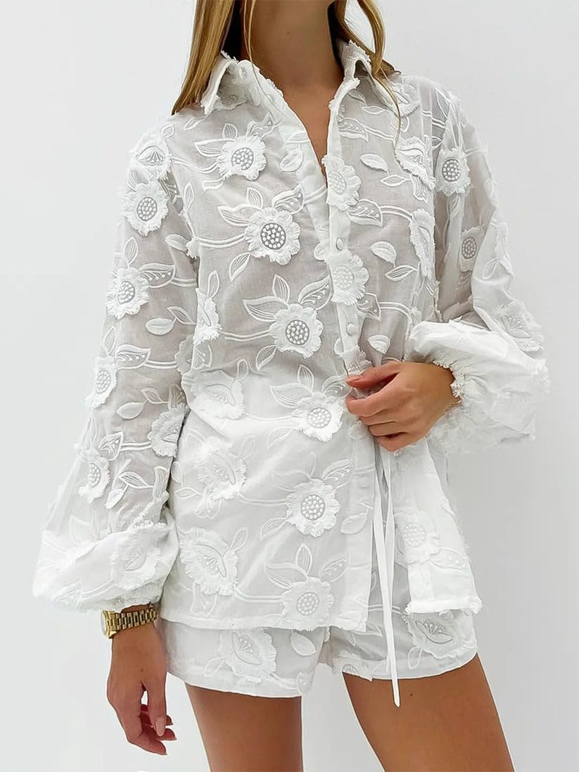 2026 Women's Sexy Lace Embroidery See-Through Suit