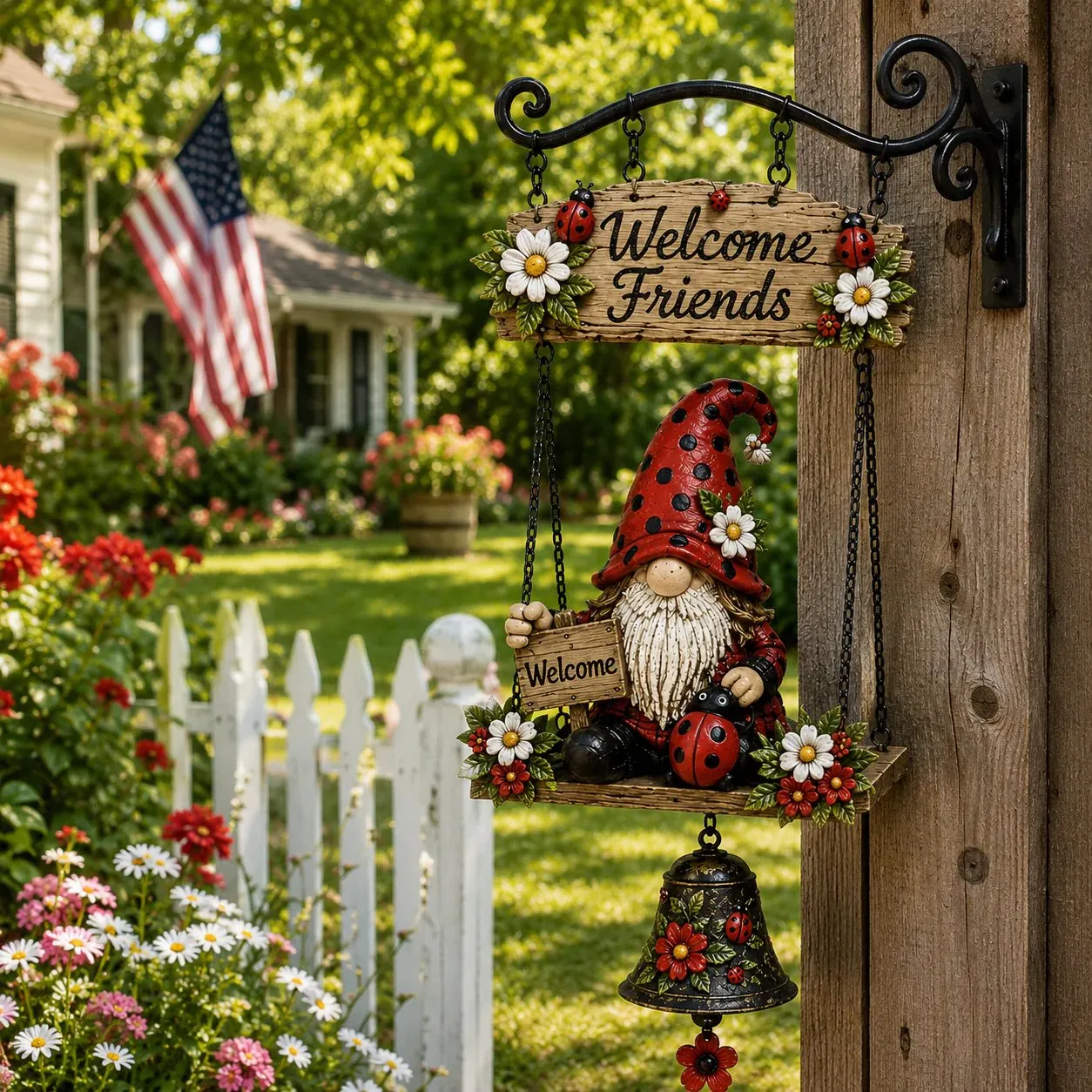 🔥Limited time 50% OFF – Rustic Garden Gnome Bell Outdoor Decor 🐞🌼