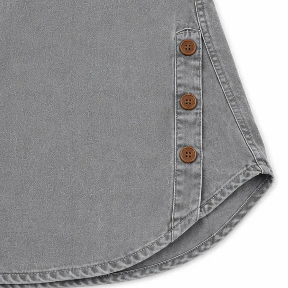 Women's Long Denim Shirt – V-Neck Short-Sleeve Pullover (2026)