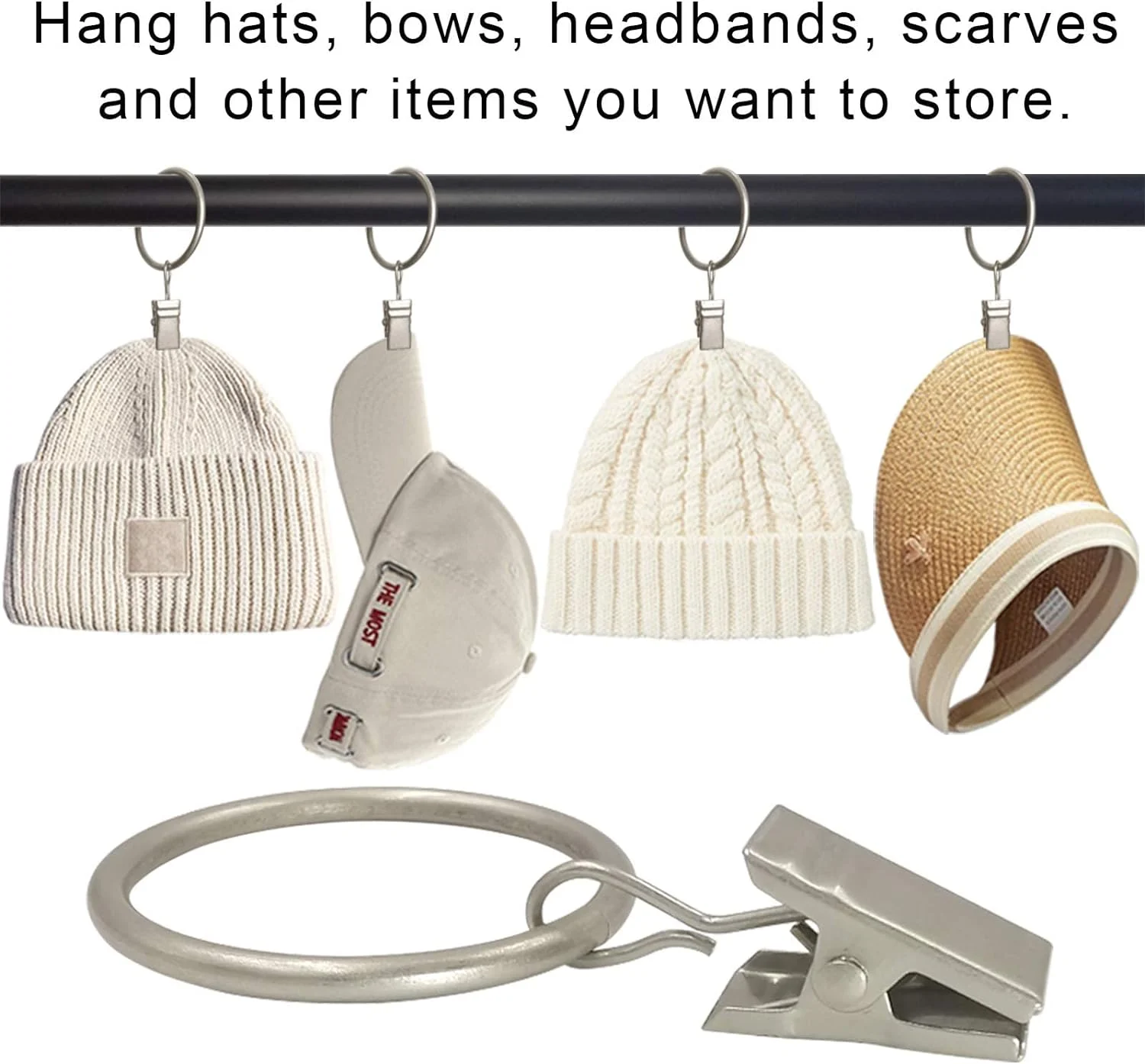 Curtain clip with ring