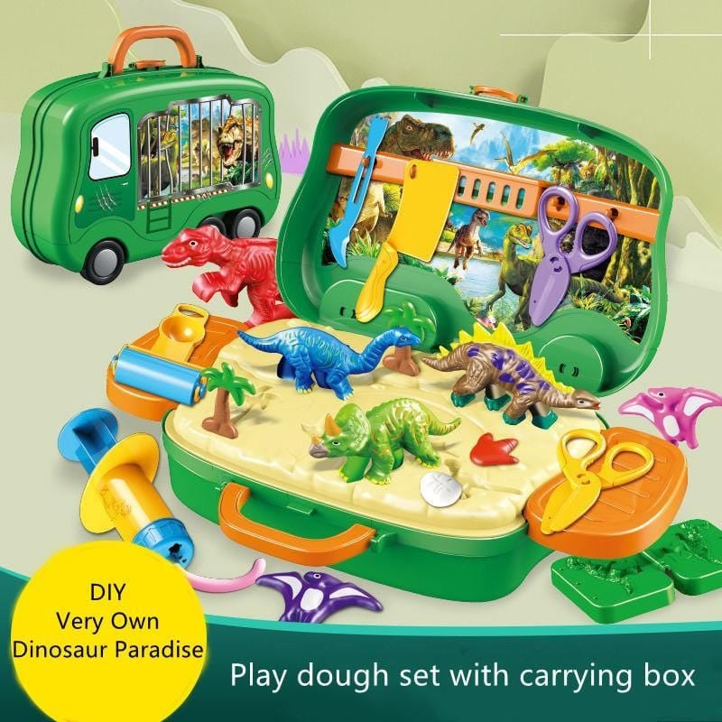 24 PCS Dinosaur Play Dough Set Portable 8 Colors Mud Kit with Tools Creation Toys for Kids