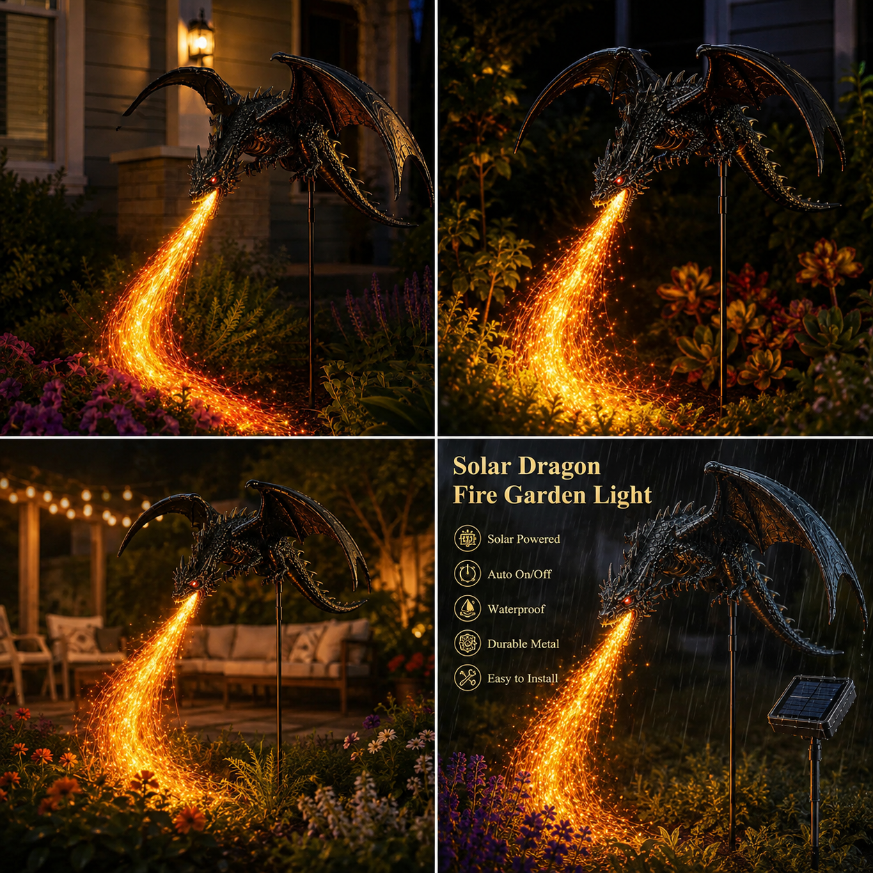 🔥 HOT SALE 49% Off 🔥 Solar Dragon Fire Garden Light