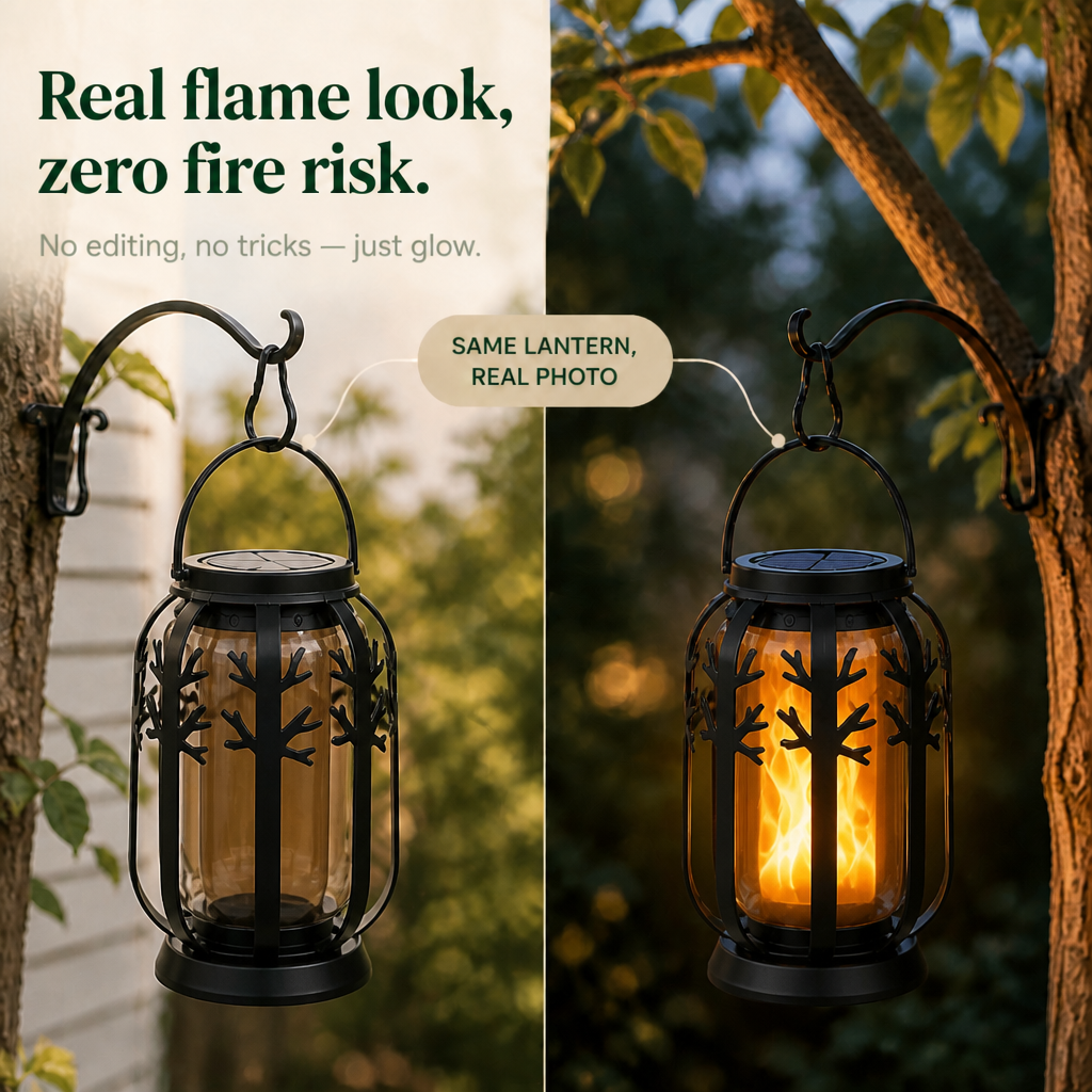 Solar Flickering Flame Hanging Lantern