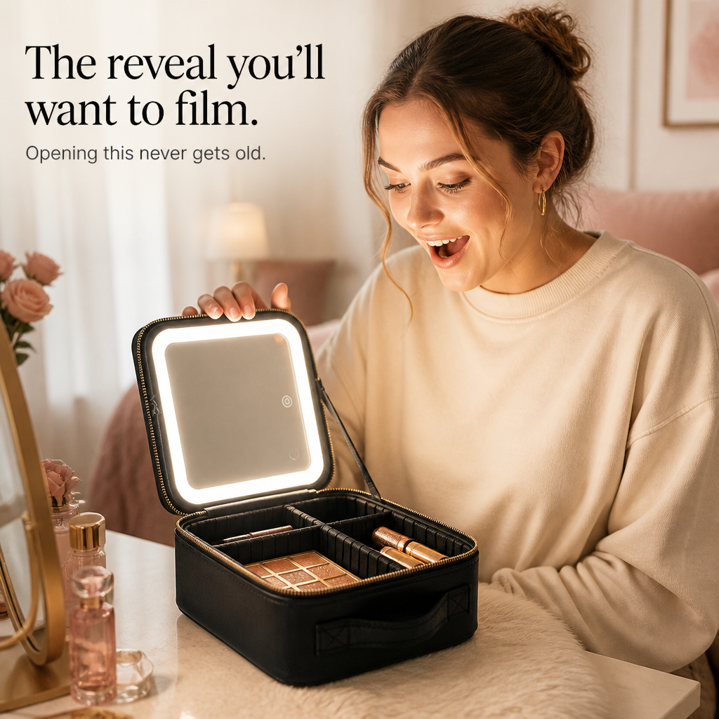 Portable Vanity Case With Lighted Mirror