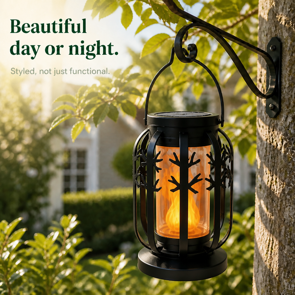 Solar Flickering Flame Hanging Lantern