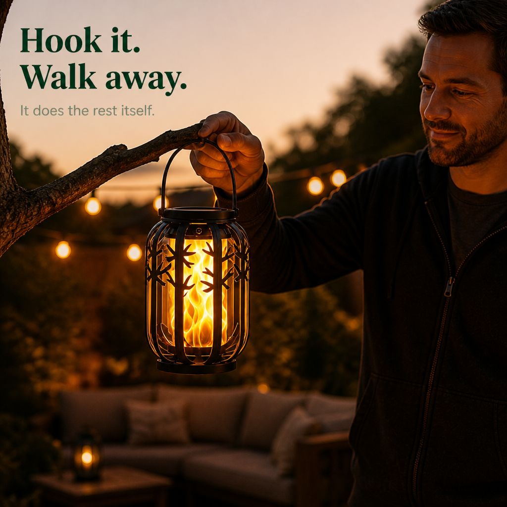 Solar Flickering Flame Hanging Lantern