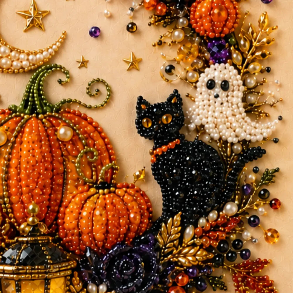 Halloween Pearl-like Bead Craft Kit, Cozy Wall Art DIY