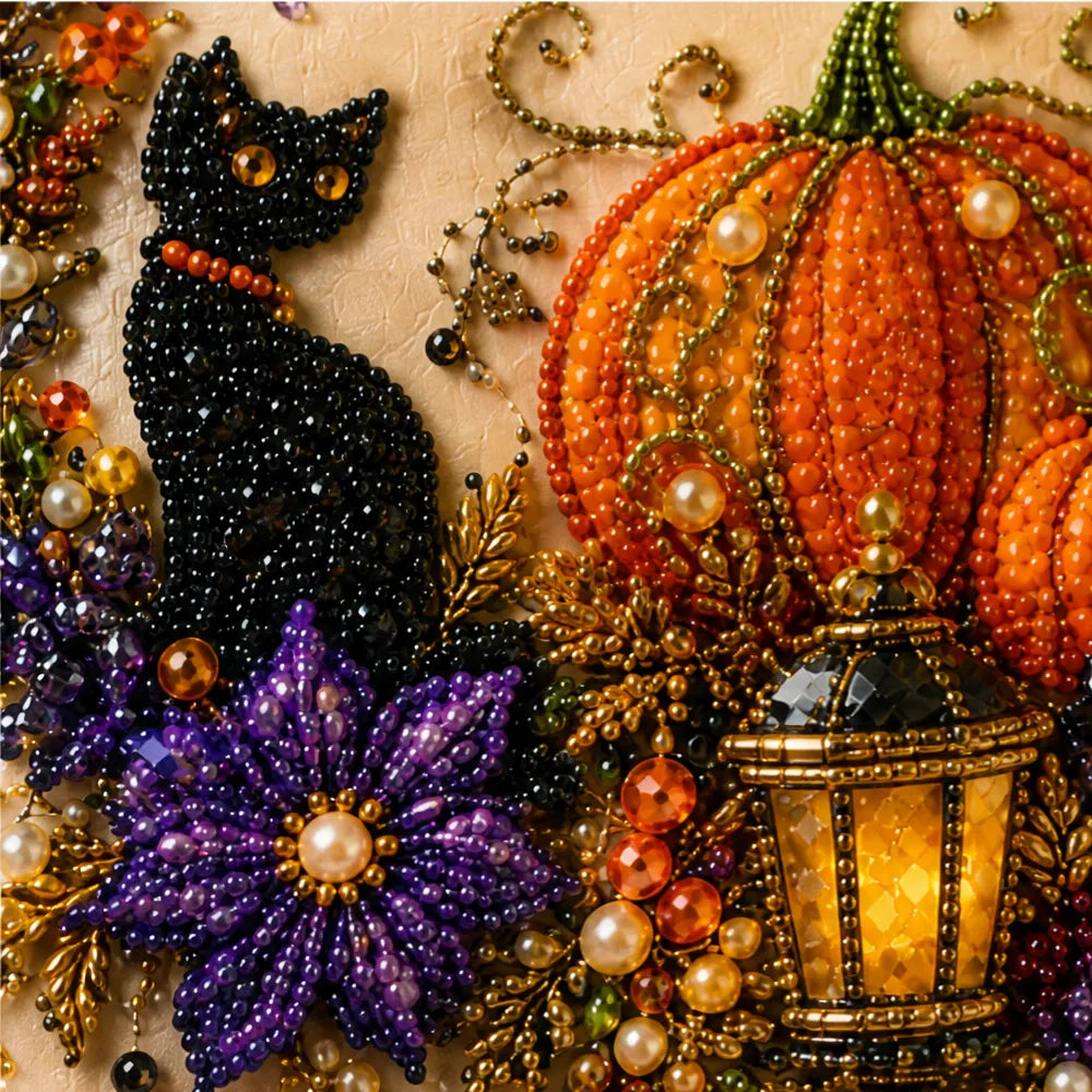 Halloween Pearl-like Bead Craft Kit, Cozy Wall Art DIY
