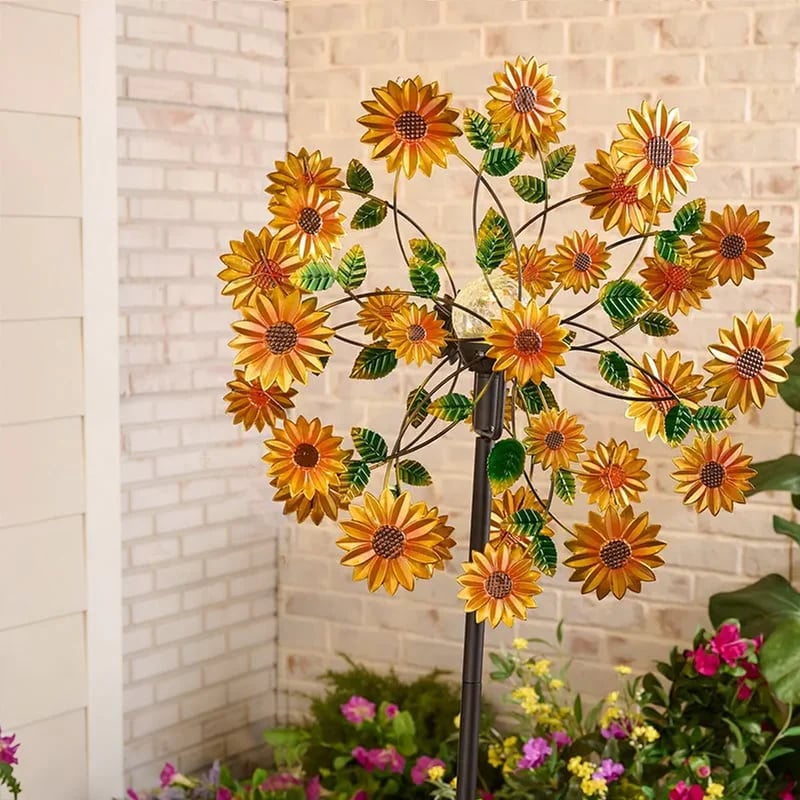 ☀️🌀Outdoors Solar Wind Spinners with Decorative Flowers🌸