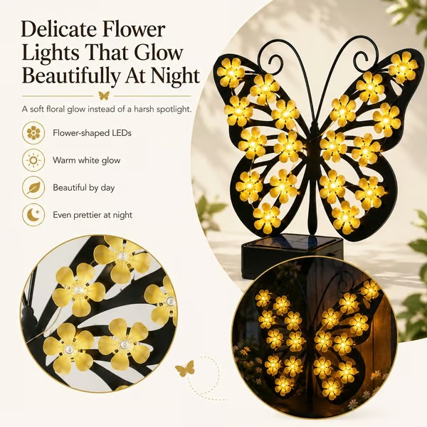 🦋 Solar Butterfly Garden Light