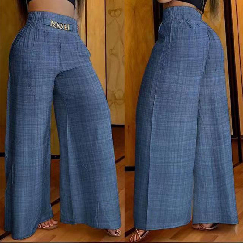 2026 Women's Solid-Color High-Waisted Wide-Leg Pants