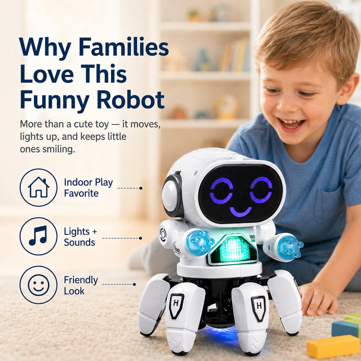 Funny Singing Robot Toy With Dancing Lights And Sounds
