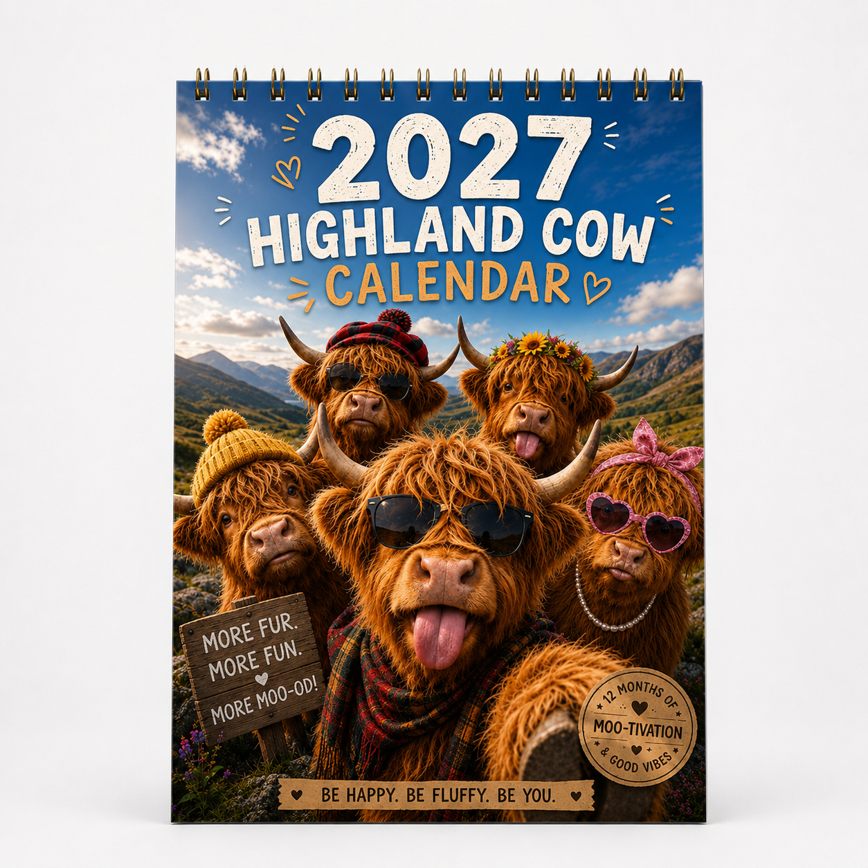 2027 Highland Cow Wall Calendar