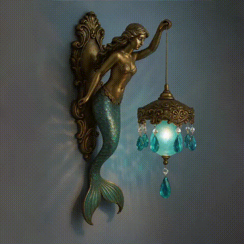 Mermaid wall lamp glowing shell