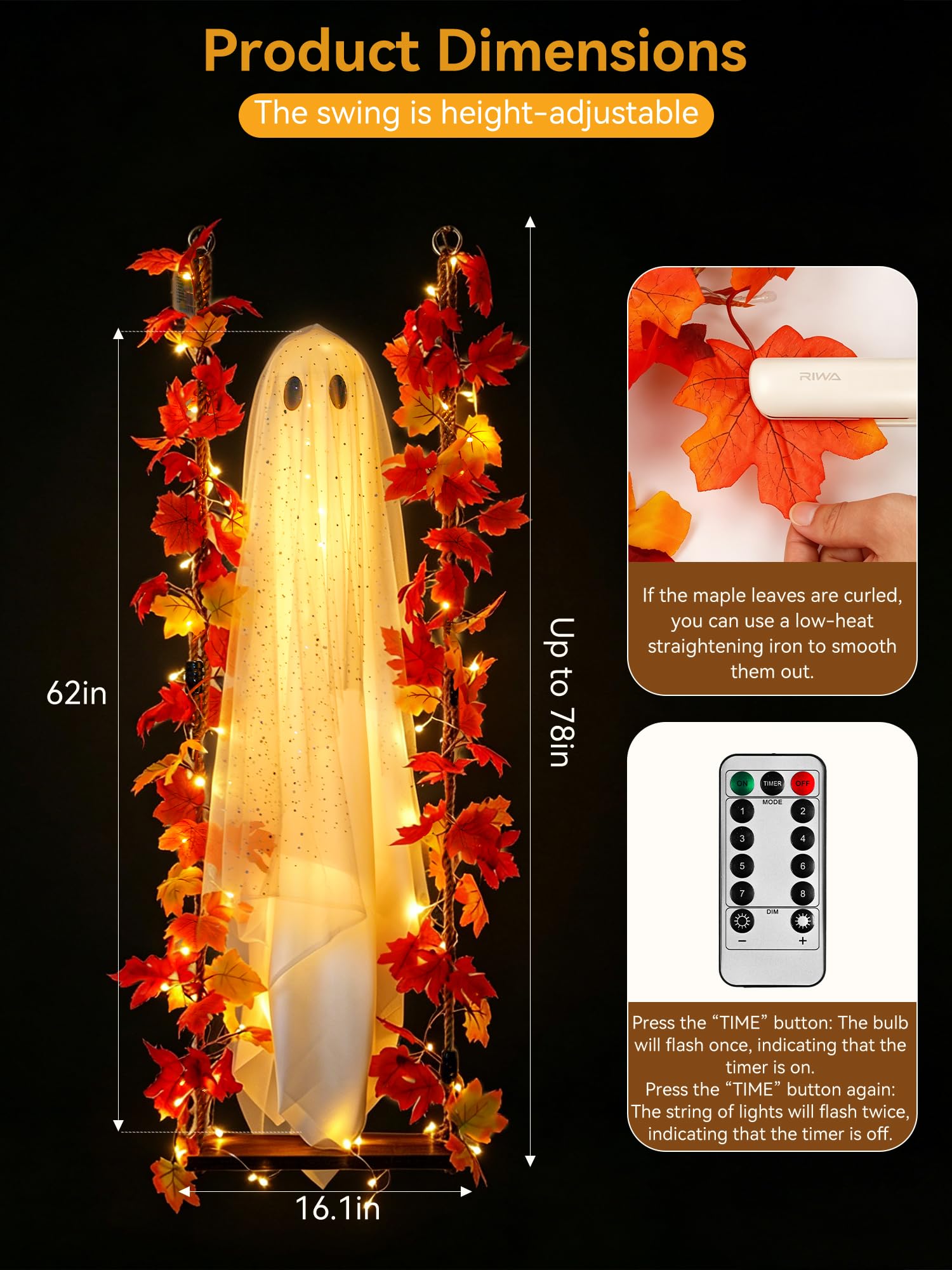 Halloween Decorations Outdoor Hanging ghost with swing